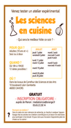 Sciences en Cuisine Juillet Aout