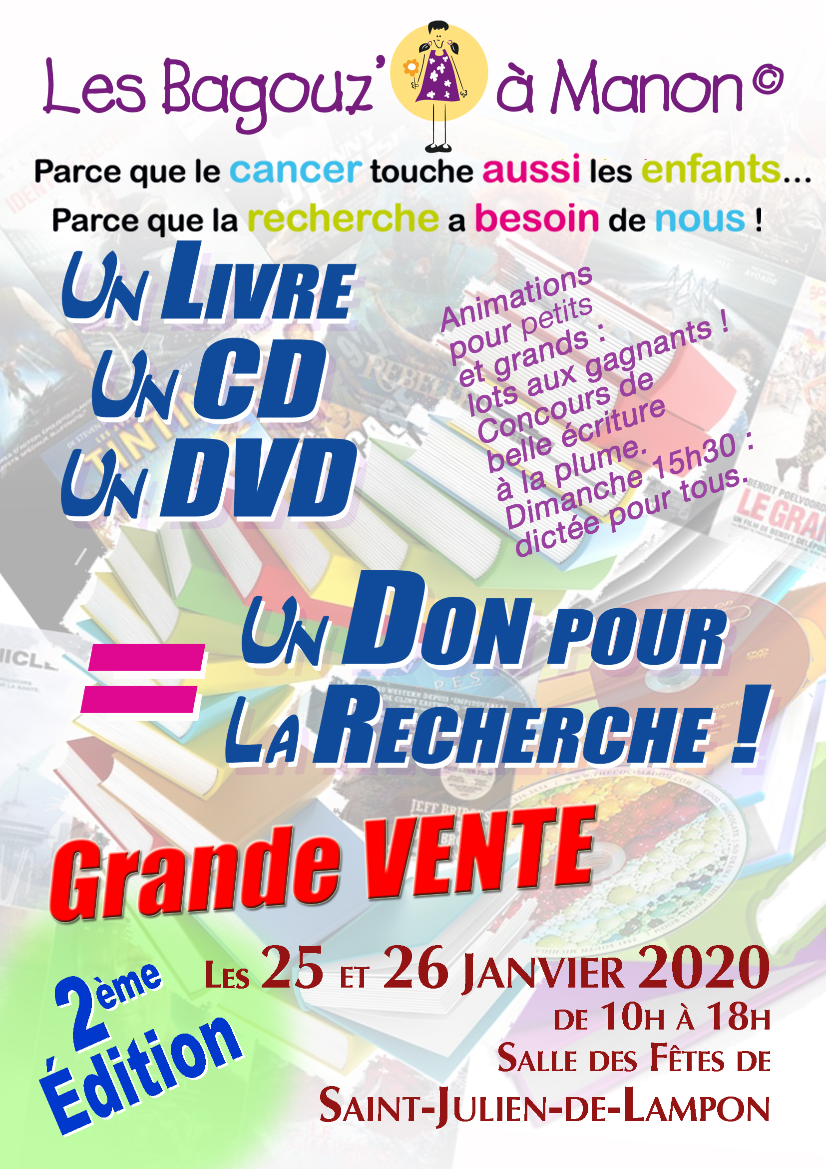 1 livre, 1 CD, 1 DVD = 1 don pour la recherche contre le cancer des enfants