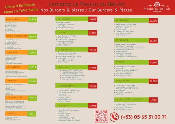 Carte brasserie à emporter