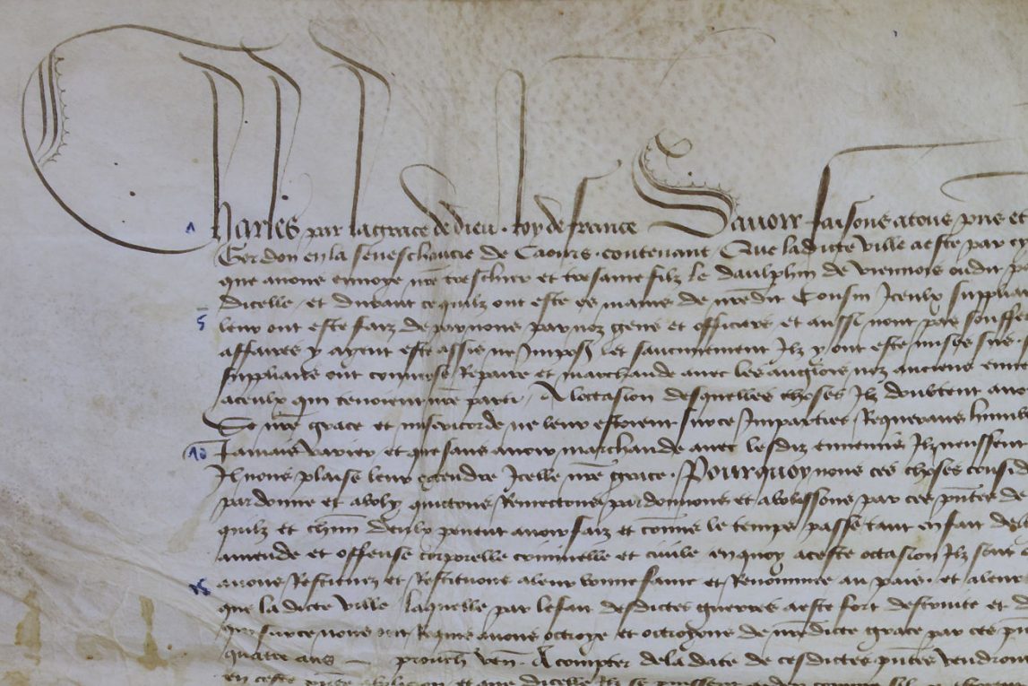 Photographie d’une partie d’une lettre écrite en ancien français