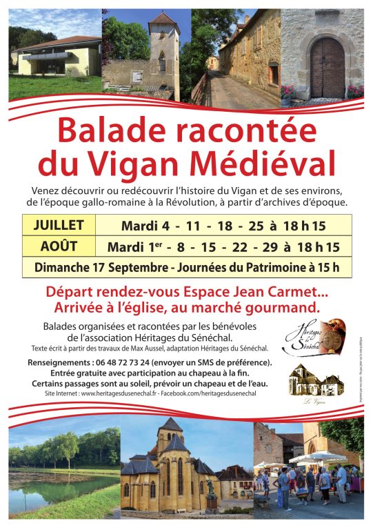Balade racontée du Vigan médiéval, tous les mardis de juillet et août à 18 h 15 ; départ de l’espace Jean Carmet